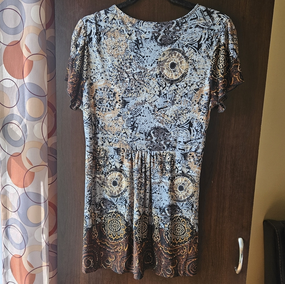 New Directions Elegant Blue and Brown Women's Top Size Large - Picture 2 of 4